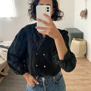 Vintage Black Silk Blouse